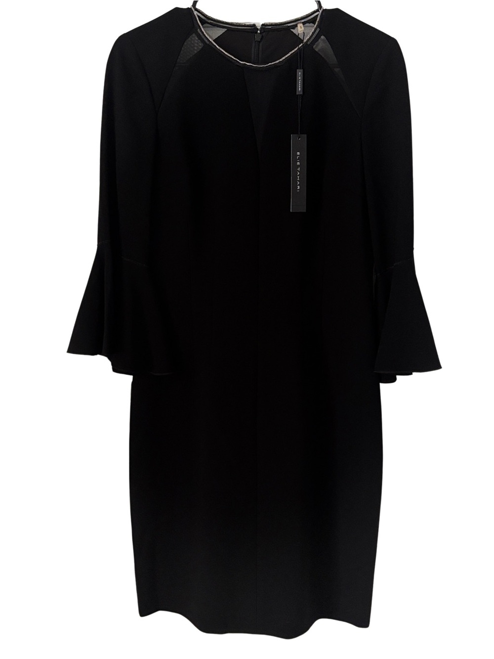 Elie Tahari Black Bell-Sleeve Shift Dress
